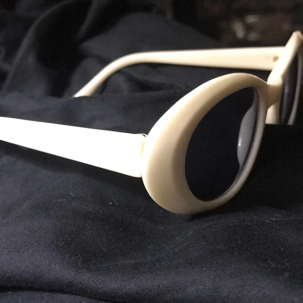 sunglasses white plastic frame w/medium grey lenses BARBIE -style frames Vintage